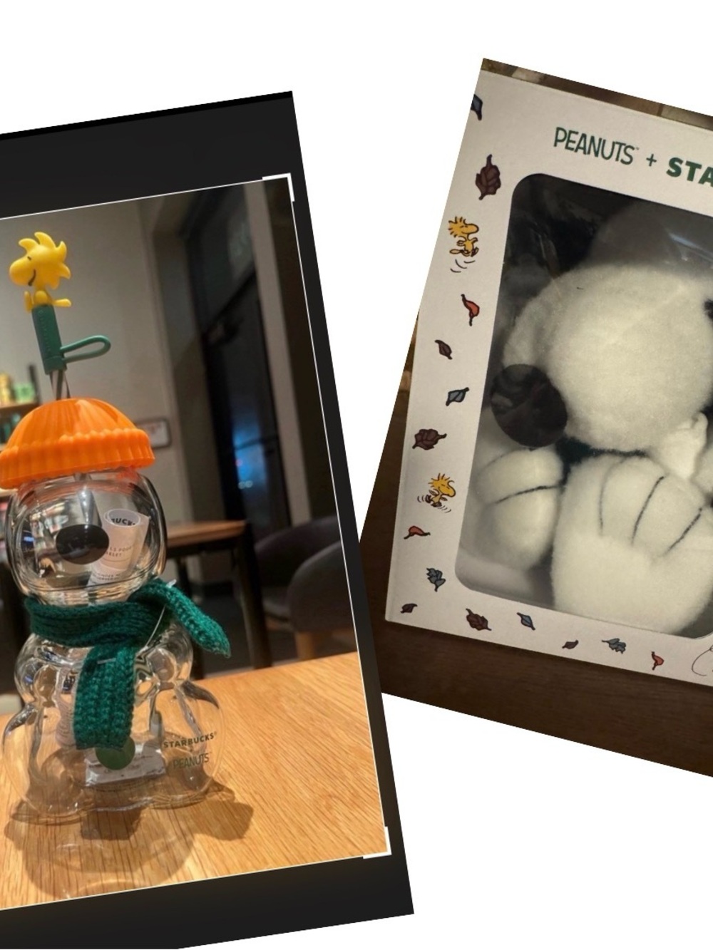 Both Starbucks Peanuts snoopy Glass cup and plush with apron 2026